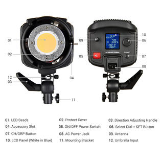 Baz3968329903124lw Godox Sl 200w Led Video Light 5600k Bowens Mount Remote Control Reflector U5x2