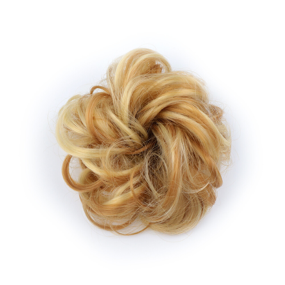 Unbrand Natural Human Curly Messy Bun Hair Piece Scrunchie Updo