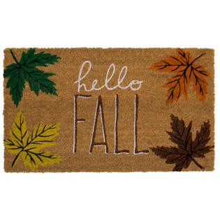 Briarwood Lane Hello Fall Coir Doormat Leaves Natural Fiber
