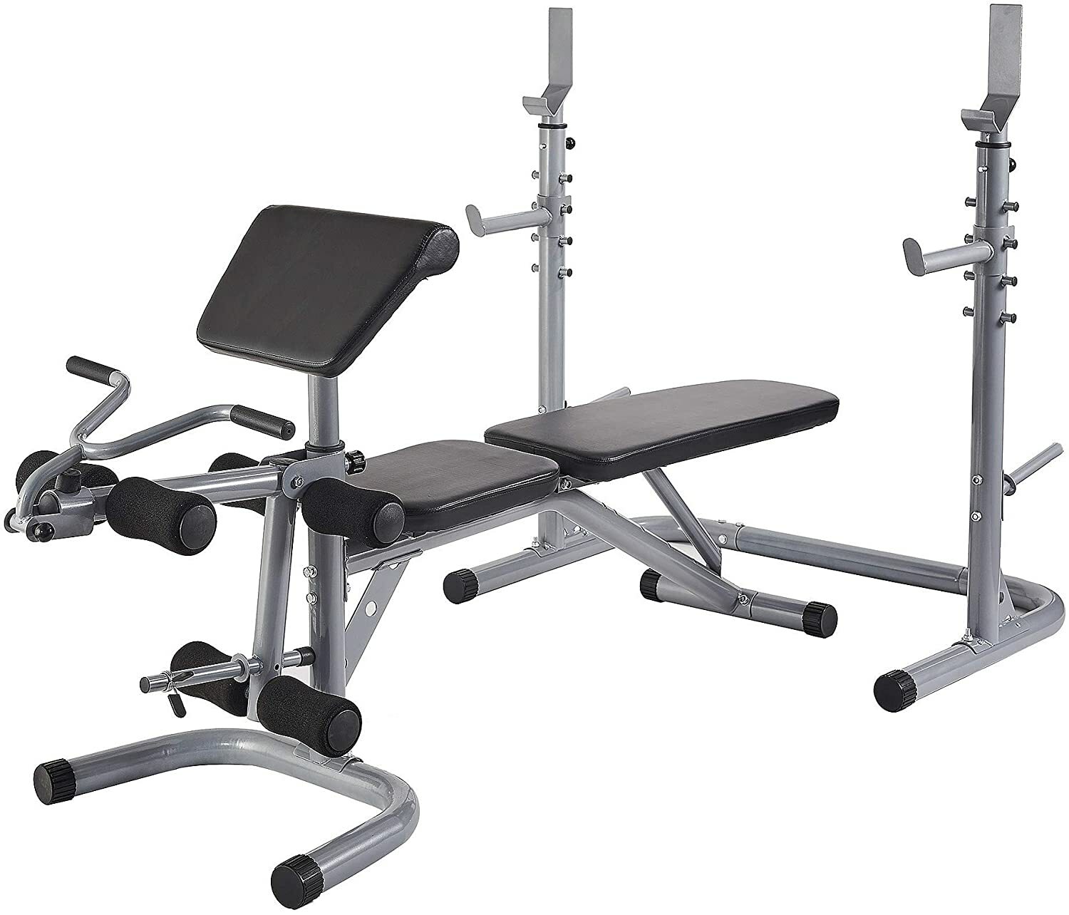 Sporzon Adjustable Olympic Workout Bench Squat Rack Preacher Curl