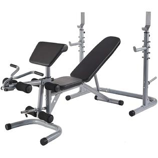 Sporzon Adjustable Olympic Workout Bench Squat Rack Preacher Curl