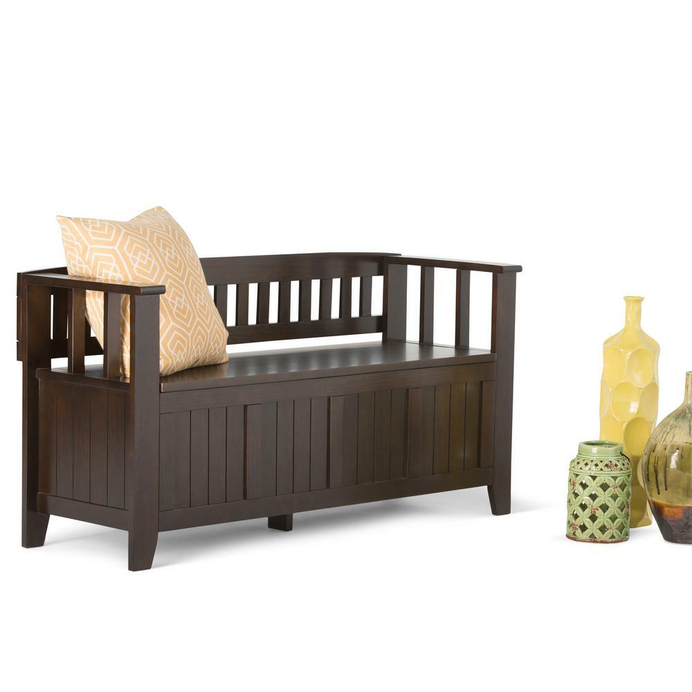 Simpli Home Acadian 48 In Wide Brunette Brown Solid Wood Rustic