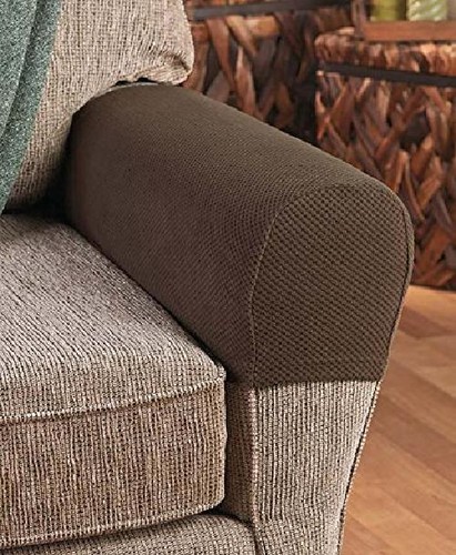 Getset2save Armrest Covers 2 Pcs Brown Stretchy Set Chair