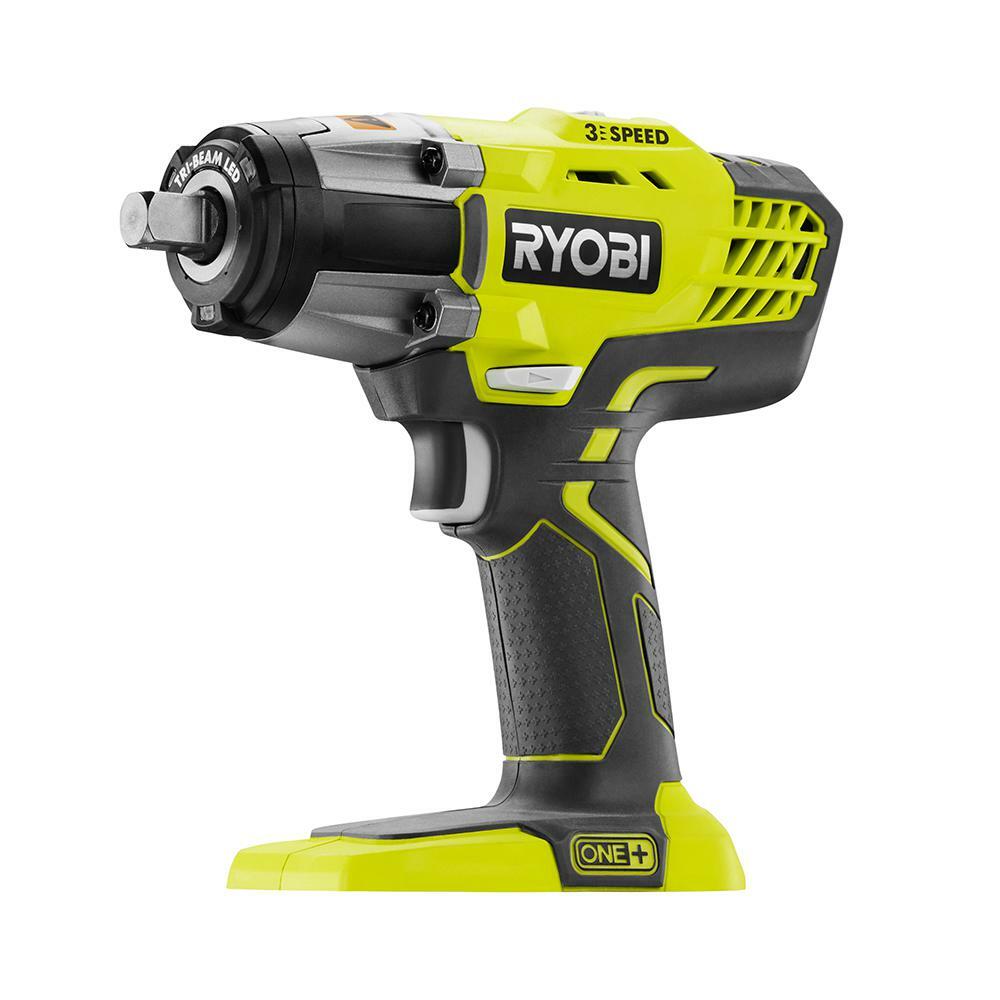 Ryobi 18 Volt One Lithium Ion Cordless Wrench Kit 3 Speed With Battery Charger Bag