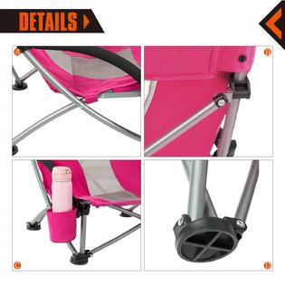 Kingcamp Kingcamp Low Sling Beach Camping Folding Chair With Mesh Back Rose Red