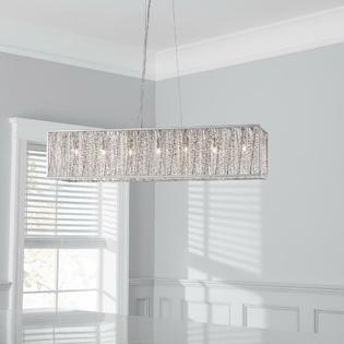 Home Decorators Collection Chrome Island Chandelier 7 Light Woven Laser Cut Crystal Rectangular Shade Home