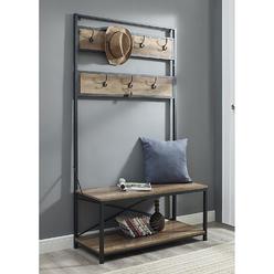Mission Oak Wood Hall Tree Storage Bench