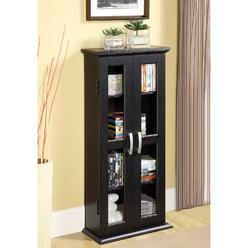 Tall Black Media Cabinet With Doors