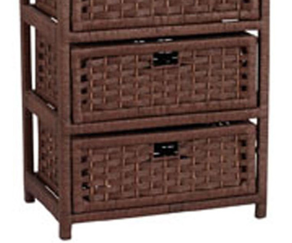 Bath Room 3 Drawer Wicker Storage Chest Hand Made Towel Organizer