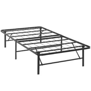 Brown Twin Folding Bed Frame Portable Mattress Support Stainless Steel Metal New