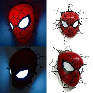 3d Lightfx Spiderman Mask Deco Light 3d Crack Sticker Wall Decor Cordless Battery Operated
