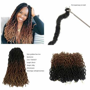 Losmoeer Curly Faux Locs Crochet Hair Extension Pre Looped Deep