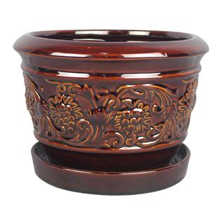 Trendspot Planter Pots 10 Inch Ceramic Damask Decorative Plant