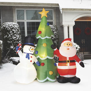Gemmy 13 Santa Claus Snowman Christmas Tree Inflatable Holiday Illuminated Yard Decor