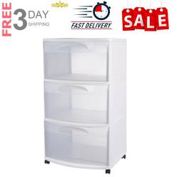 Sterilite 21108003 Deep Closet Drawer White 3 Pack