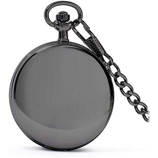 Speidel Pocket Watches Classic Brushed Satin Black Engravable With 14 Chain Dial Date