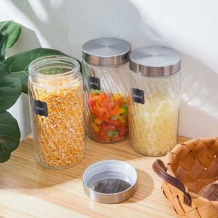 Flrolove Storage Food Container Glass Jars Kitchen Canisters