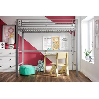 Yourzone Loft Bed Frame Twin For Kids Student Dorm Room Teens