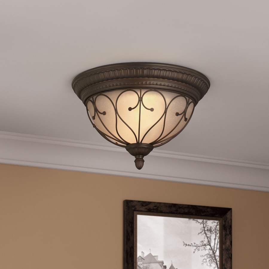 Portfolio Charton Place 15 28 In W Oil Rubbed Bronze Flush