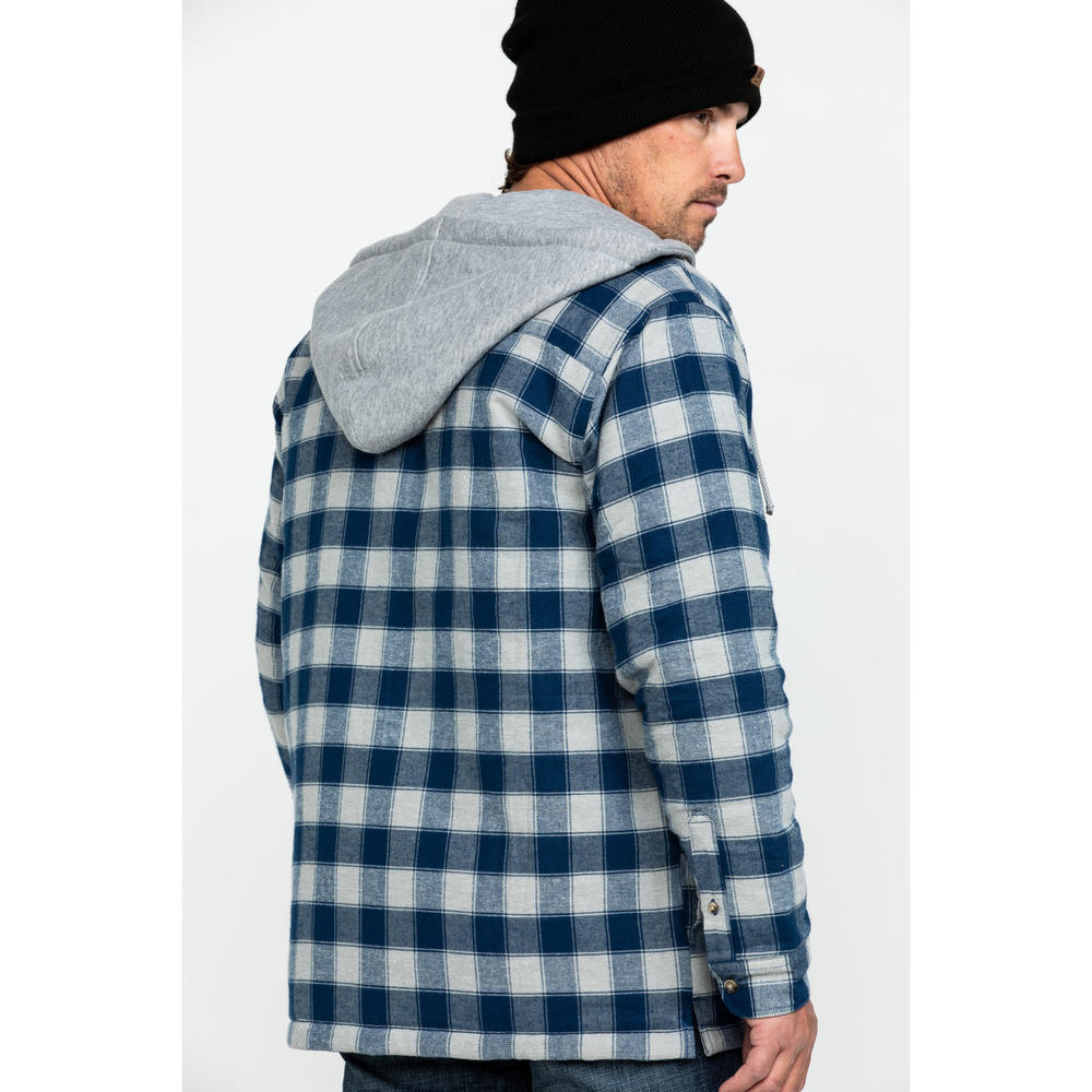 Wrangler Men's Plaid Hooded Quilted Flannel Jacket - 3W802RT