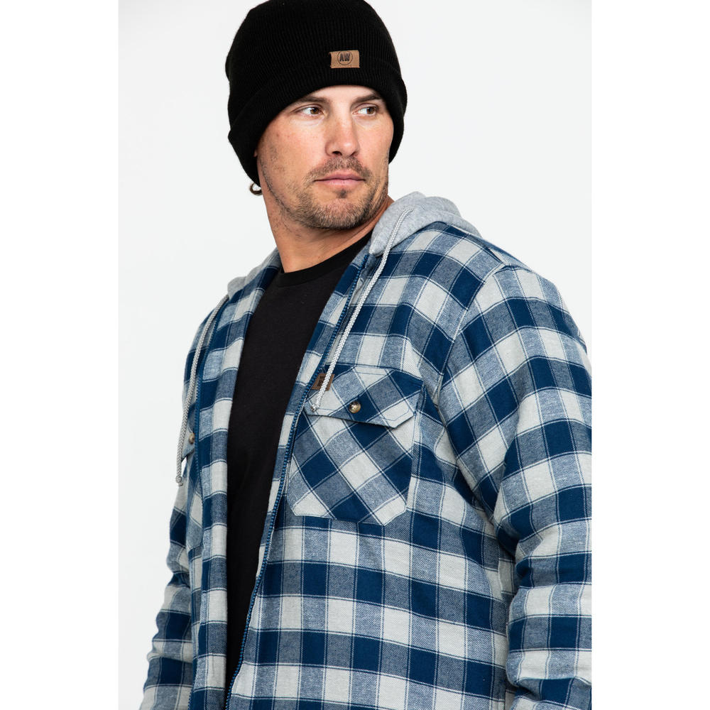 Wrangler Men's Plaid Hooded Quilted Flannel Jacket - 3W802RT