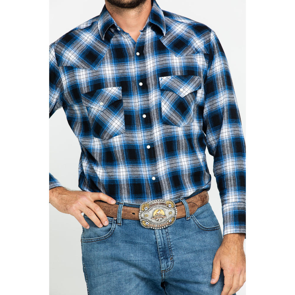 Ely Cattleman Men's Plaid Snap Long Sleeve Western Flannel Shirt