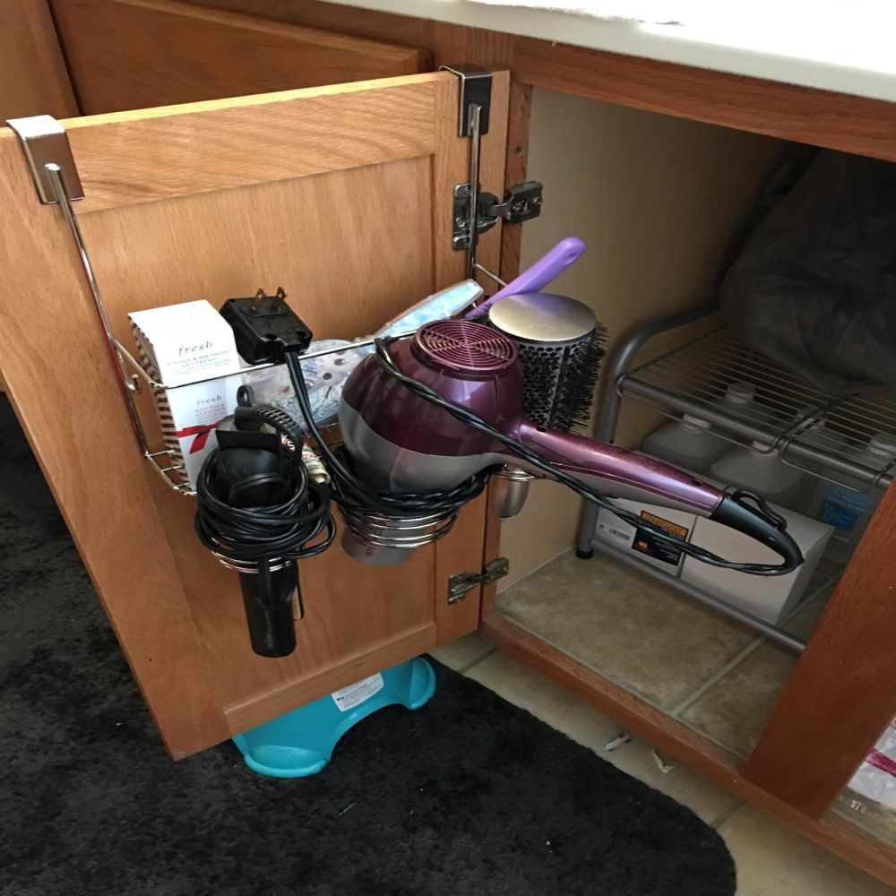 Home Basics Over The Cabinet Blow Hair Dryer Holder Curling Iron