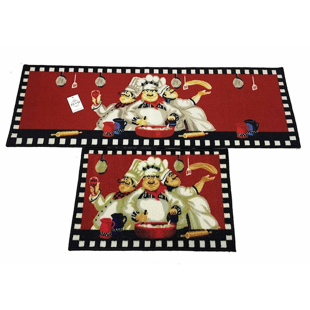 UN Brand MAXYOYO 2 Pieces,Fat Chefs Kitchen Floor Mats Runner Rug Set ...
