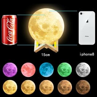 Hola Moon Lamp 16 Colors 3d Printed Moon Light With Usb Charger Tap Touch