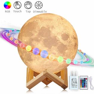 Hola Moon Lamp 16 Colors 3d Printed Moon Light With Usb Charger Tap Touch