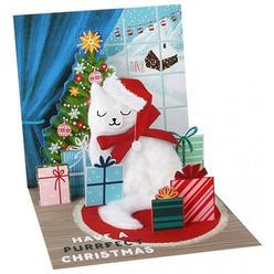 Santa Cat 3d Pop Up Christmas Card Holiday Greeting Card Up With Paper