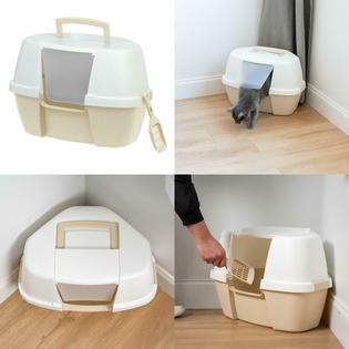 Iris Cat Litter Box Large Hooded High Sides Lids Flap Entry Door