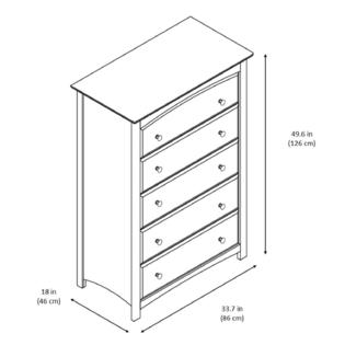 Storkcraft Kenton 5 Drawer Universal Dresser White Kids Bedroom