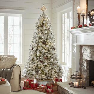 Home Holiday Accent Artificial Christmas Tree 9 Ft Flocked Lexington Pine 500 Warm White Lights 9ft Lexington Pine Christmas Tree