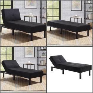 Black Lounge Chair Chaise Sofa Reclining Loveseat Hall Bedroom