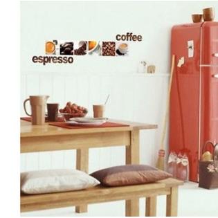 Brewster Coffee Wall Stickers 13 Decals Cup Espresso Beans Latte