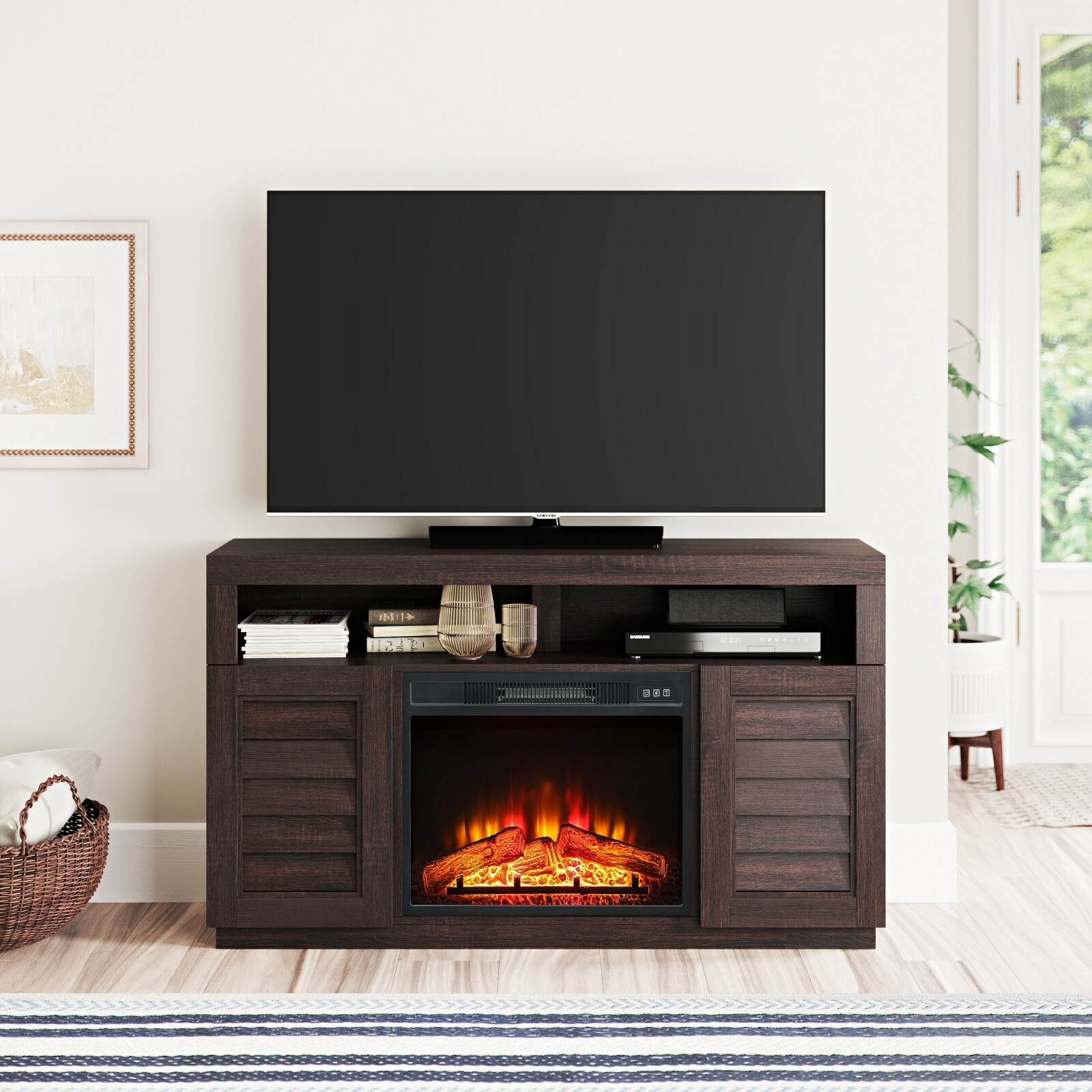 Bh G Electric Fireplace Tv Stand Modern Entertainment Storage