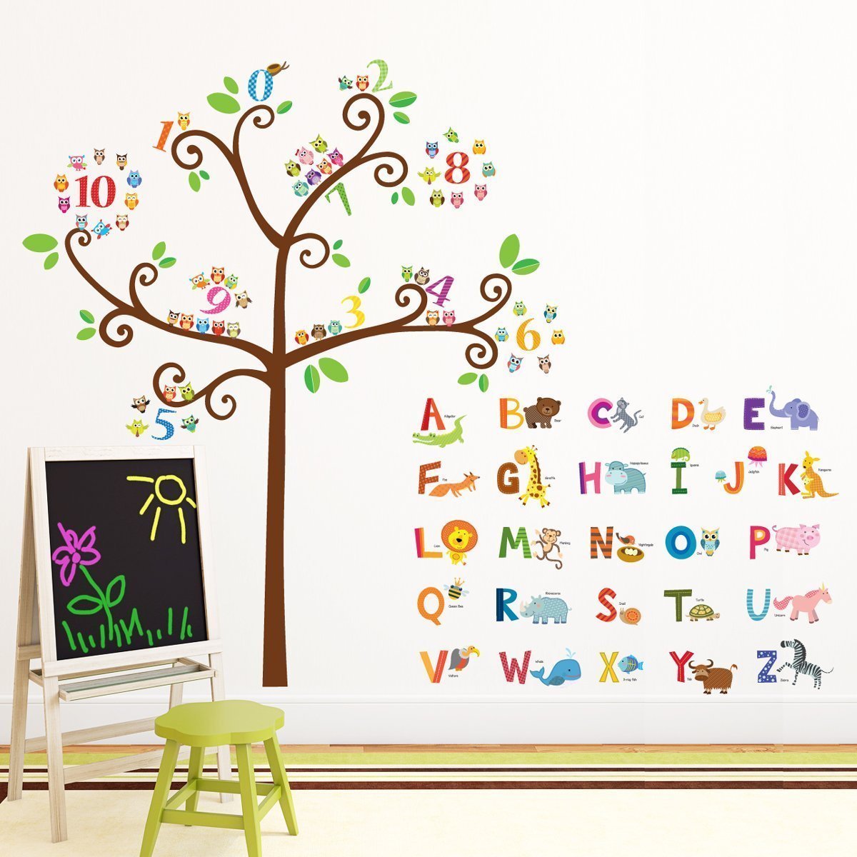 Decowall Alphabet Tree Wall Decals Letters Animals Nursery Decowall Alphabet Tree Wall Decals