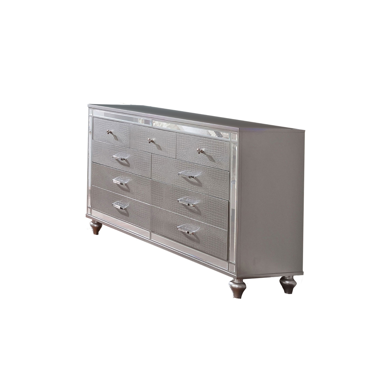 Benzara Contemporary Wooden Dresser With 9 Drawers And Turned Legs