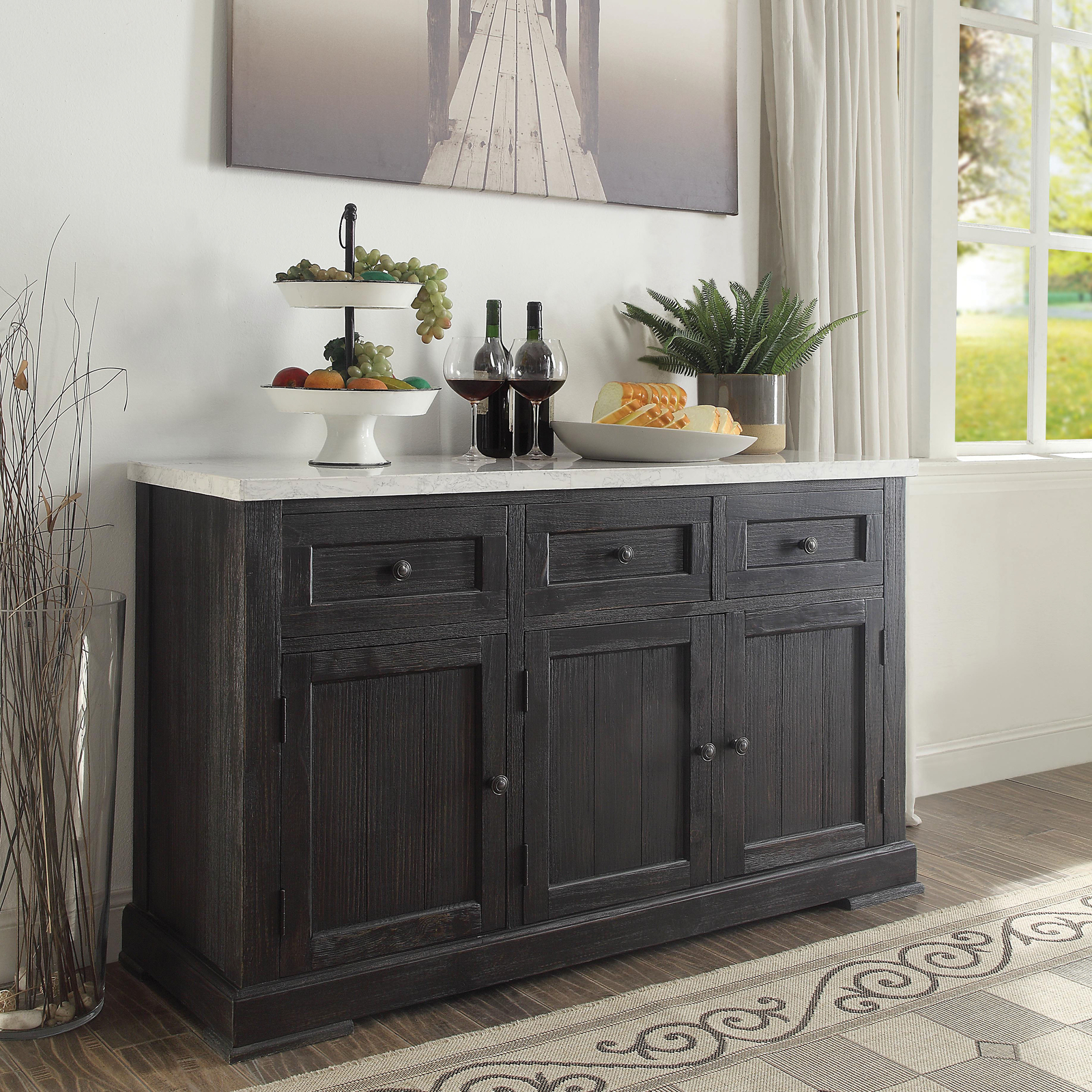 Marble Top Buffet Server Marble Top Buffet Server