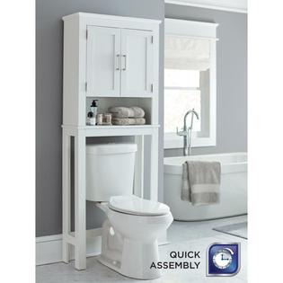 Bathroom behind the toilet shelf unit Bathroom behind the toilet shelf unit