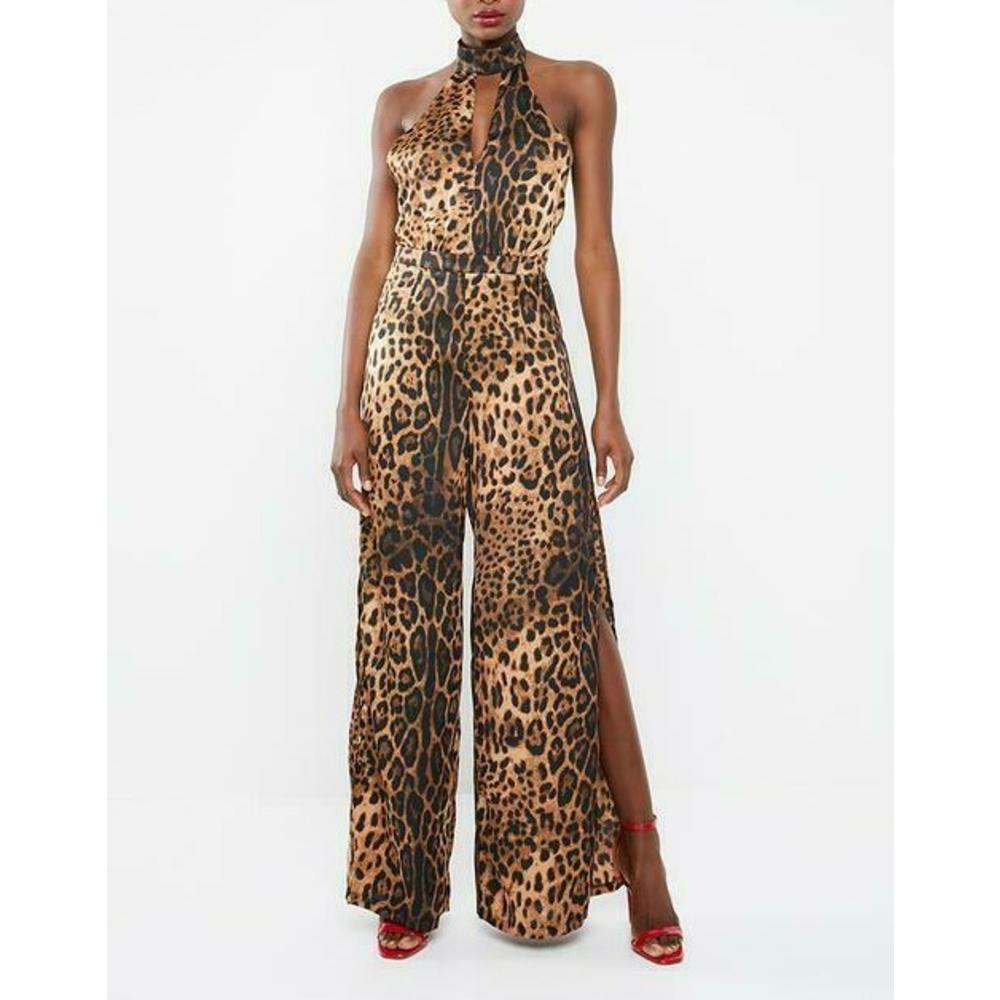 Missguided MISSGUIDED Leopard Print Split Leg Jumpsuit in ...