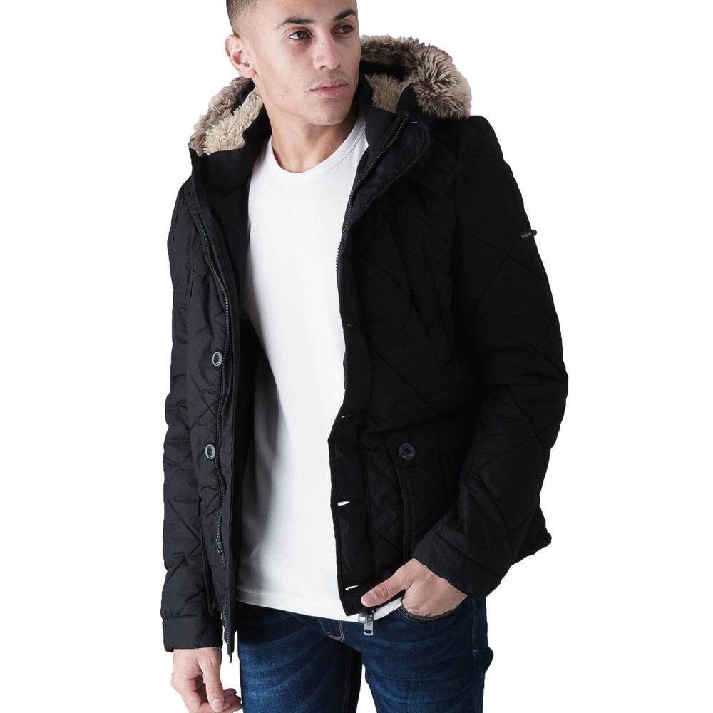 Duck and Cover Faux Fur Parka Jacket Mens Warm Hooded Padded Winter Coat