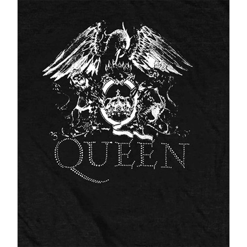 Queen T Shirt Classic Crest Diamante Band Logo New Official Unisex Black
