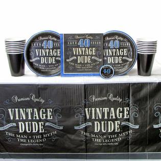 Cedar Crate Market Vintage Dude 40th Birthday Party Supplies Pack
