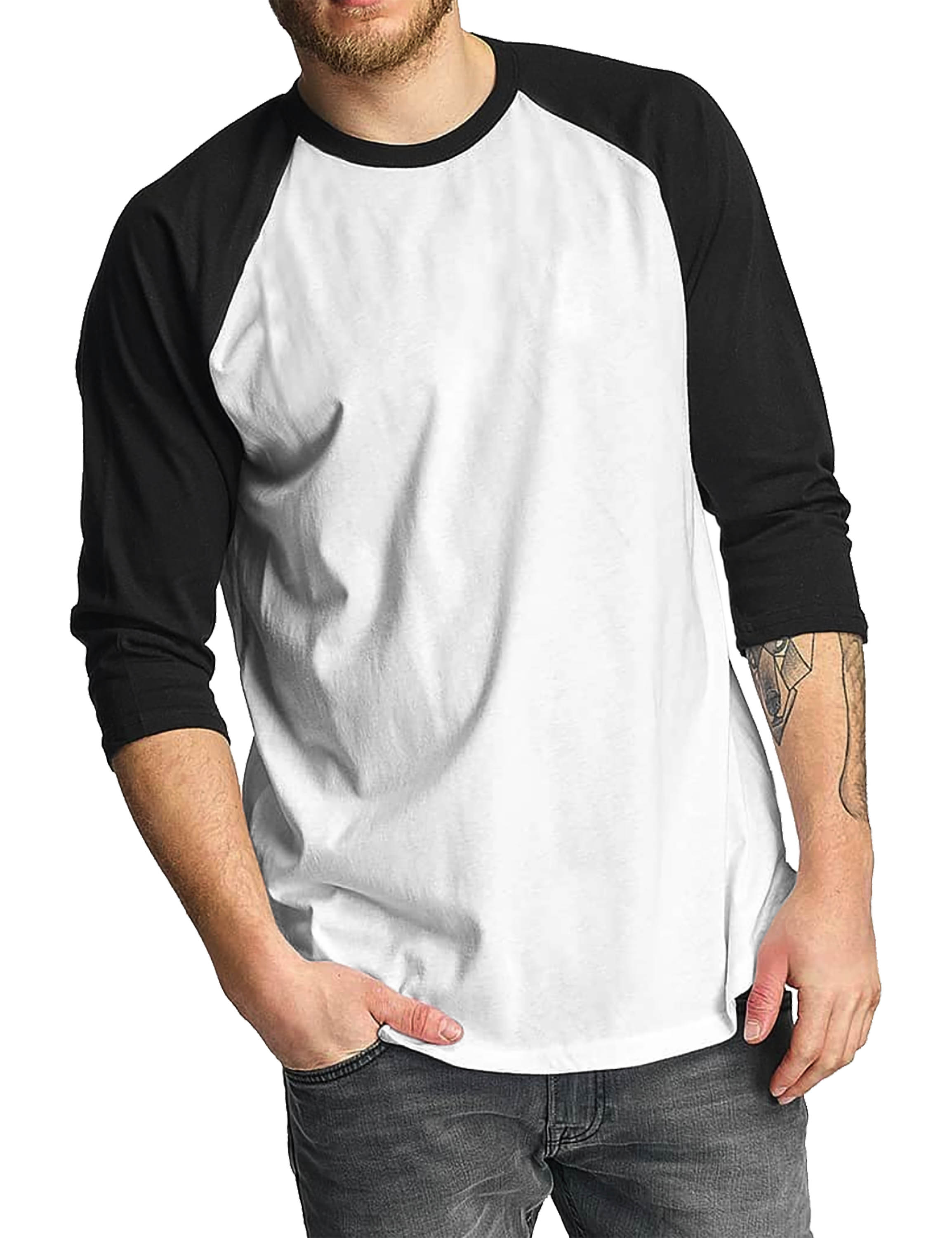 Hat and Beyond Pro Club Mens 3/4 Sleeve Ralgan Tee Baseball Jersey T Shirt  Size S-3XL