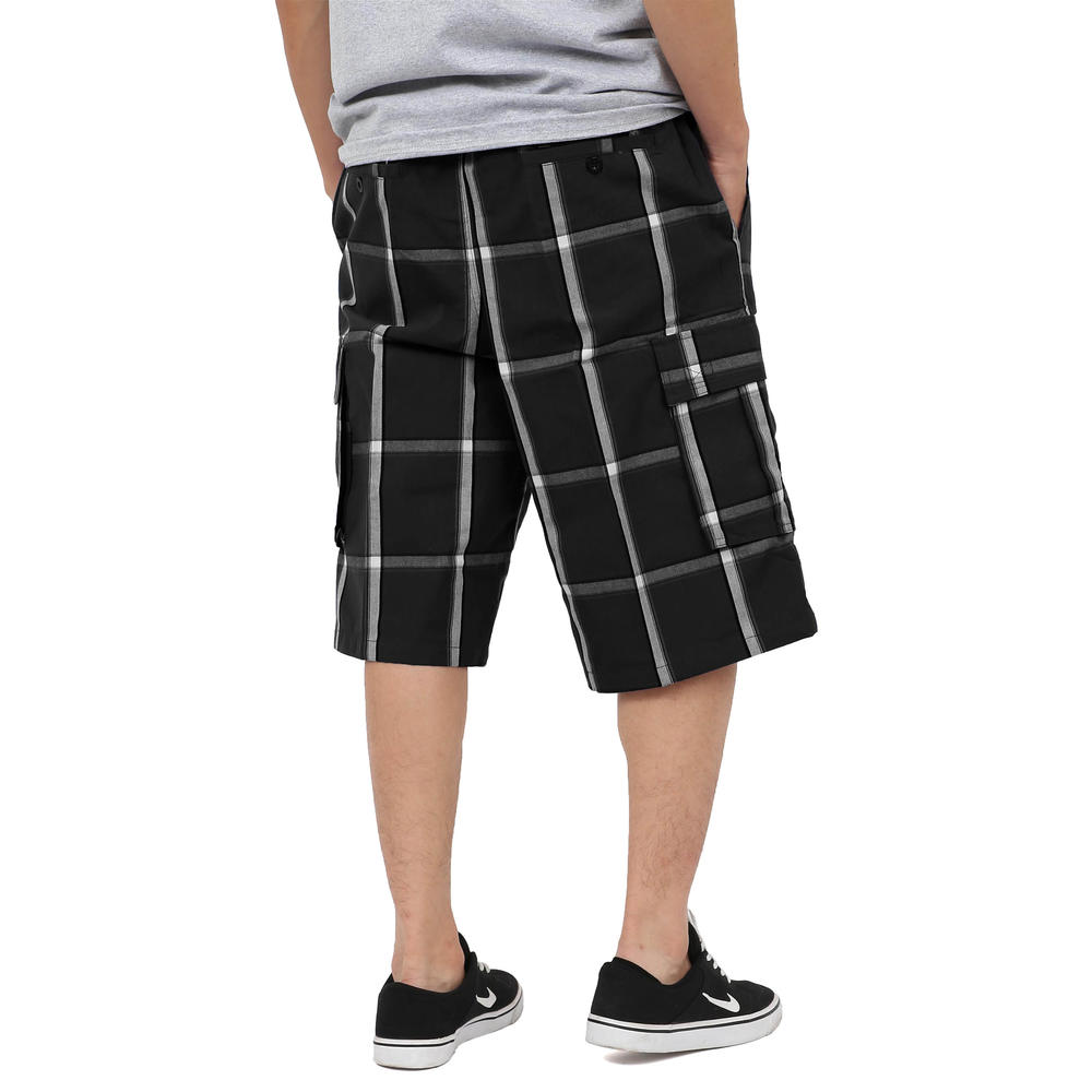 Hat and Beyond Mens Premium Plaid Cargo Shorts Comfort Loose Wide Leg Opening Size S-5XL Big and Tall