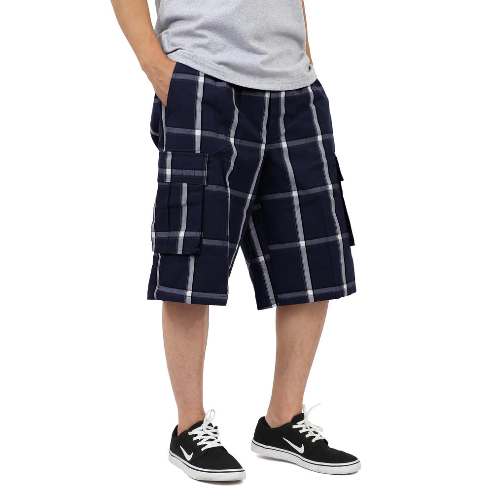 Hat and Beyond Mens Premium Plaid Cargo Shorts Comfort Loose Wide Leg Opening Size S-5XL Big and Tall