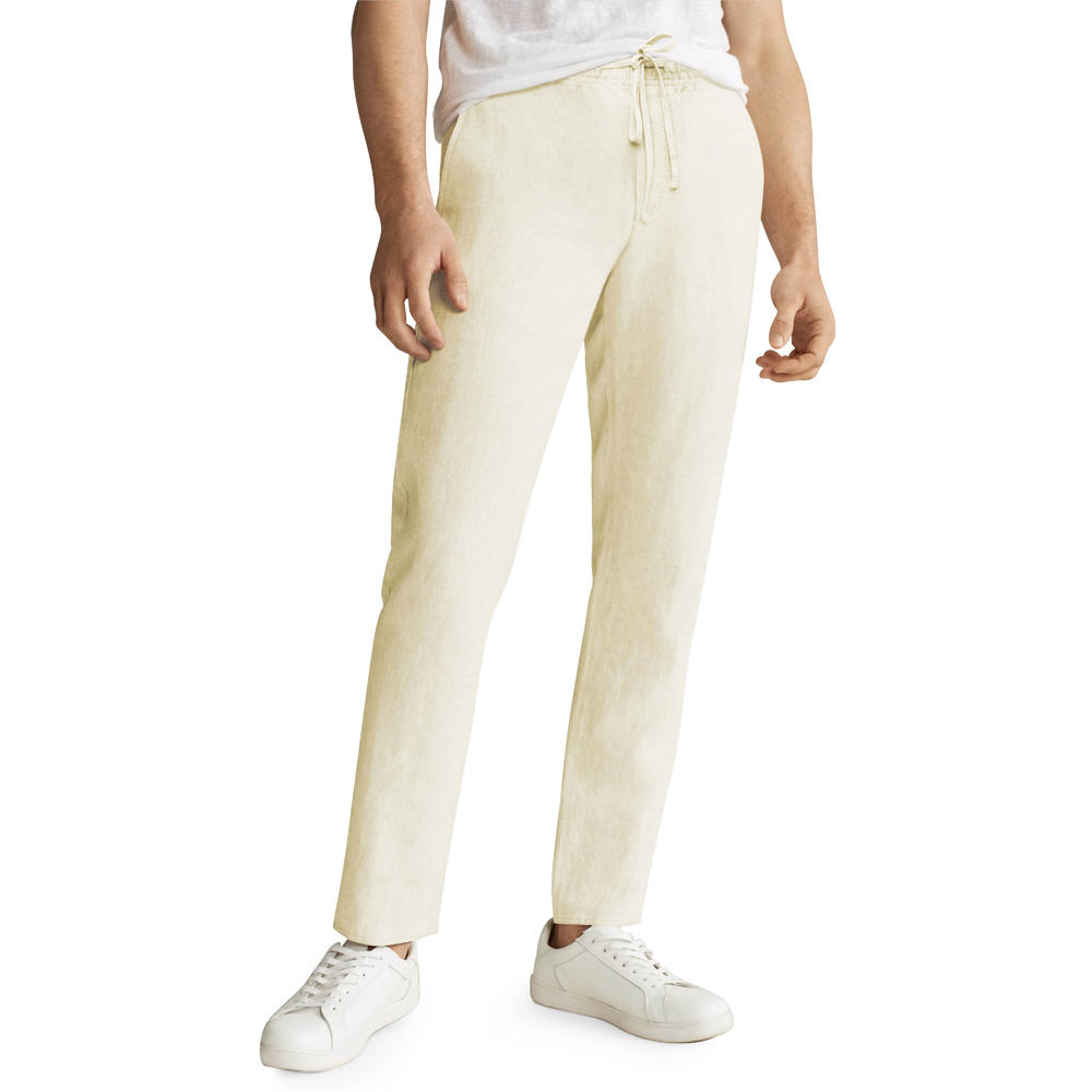 Hat and Beyond Mens Premium Soft Linen Pants Comfort Slim Fit Wrinkle Resistant Flat Front Classic Slacks