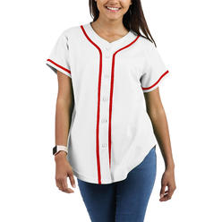 Hat and Beyond Womens Premium Baseball Jersey Button Down Stripe Plain Team Uniform Casual S-2XL
